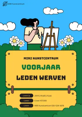 Schattige lenteseminarwerving in groen en geel