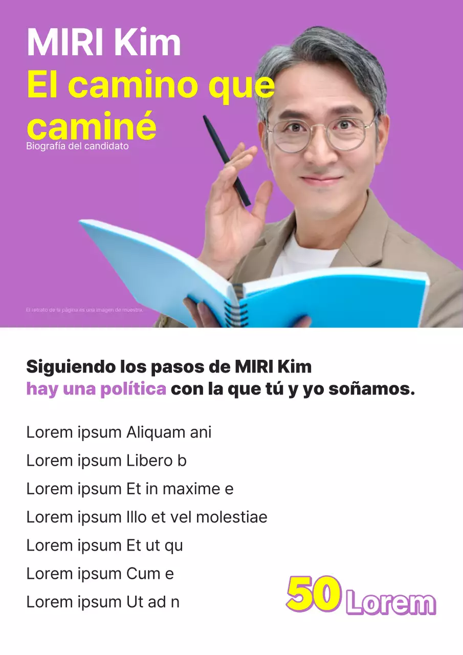 Folleto electoral sencillo en morado