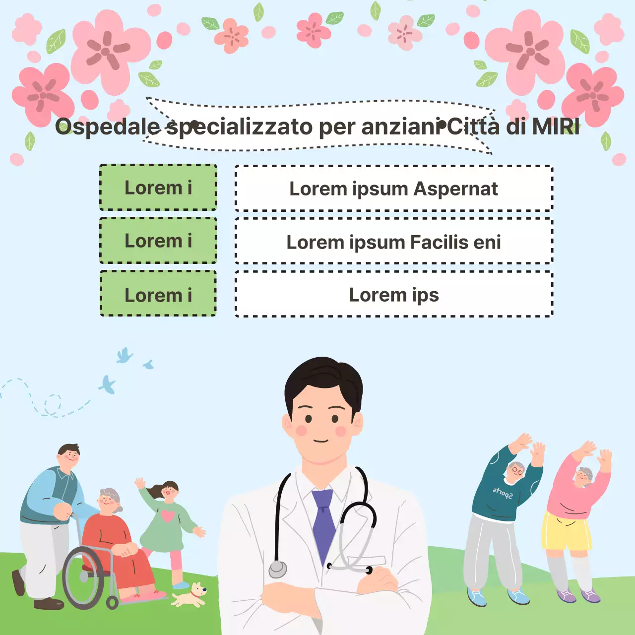 Newsletter sanitaria per anziani rosa e gialla di primavera