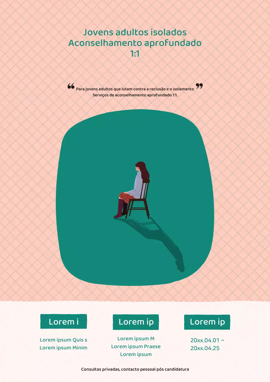 Anúncio de emprego minimalista de aconselhamento a jovens em cor-de-rosa e verde
