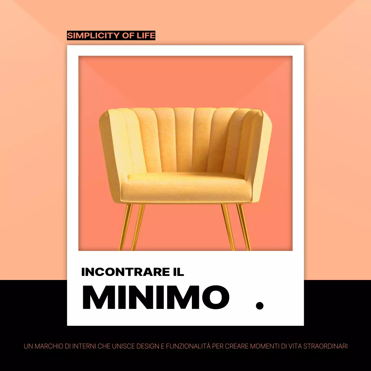 Marchio di un interno minimalista in arancione e nero