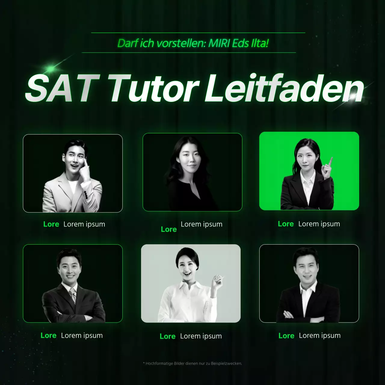 Neonfarbene, cyberartige Werbung für eine High School SAT Prep School