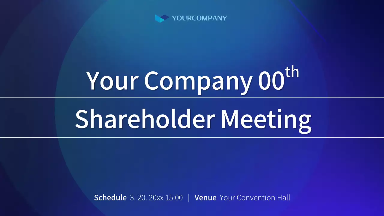 A simple shareholder meeting report in blue