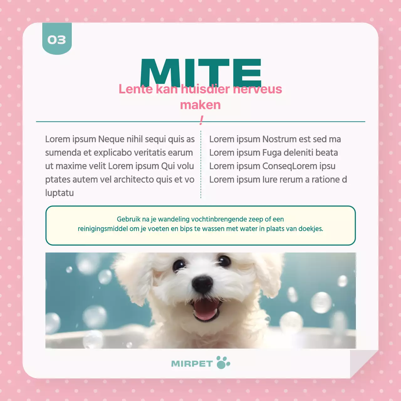 Gezondheidsbevordering voor huisdieren in mint en roze