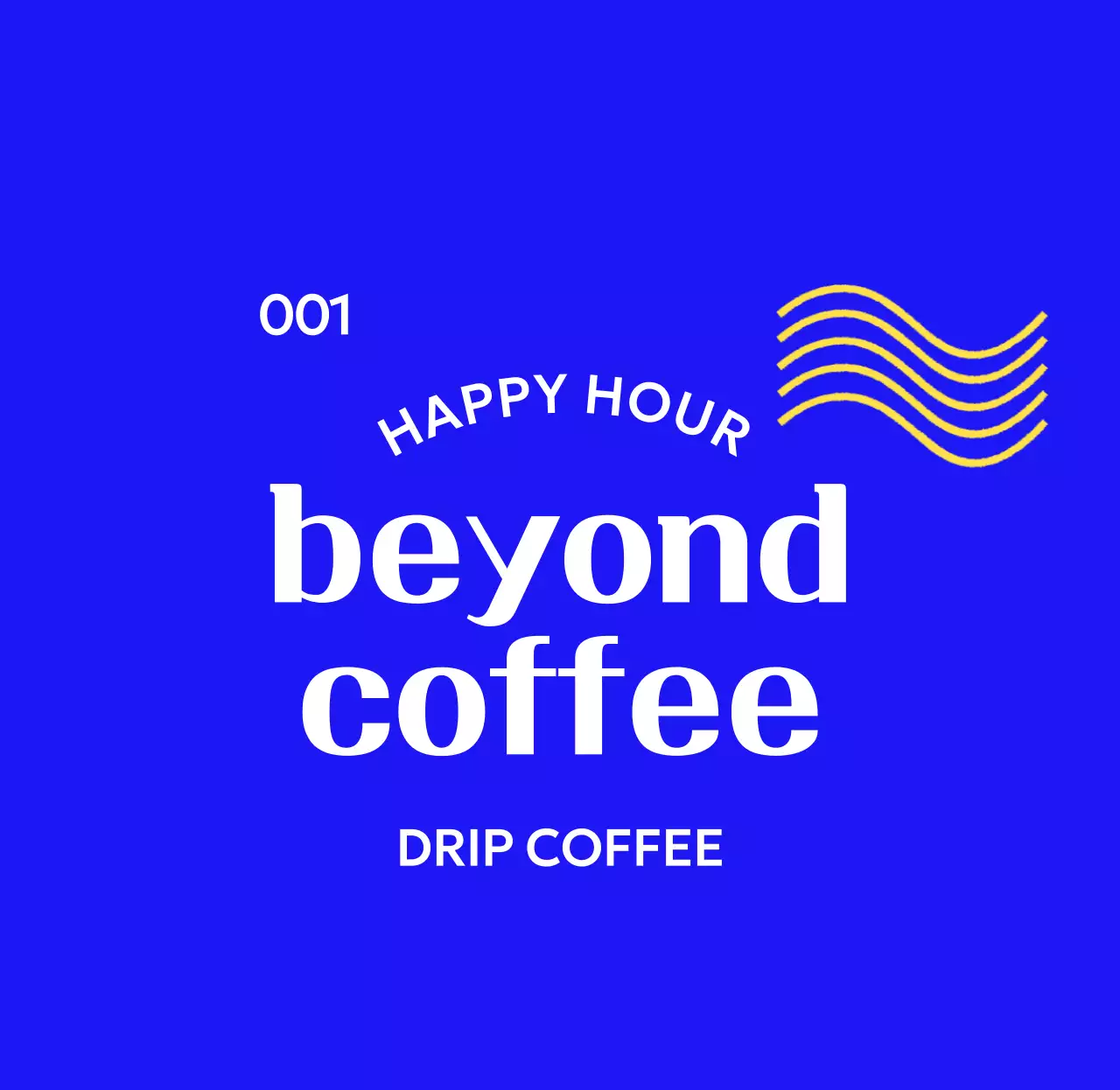 Simple cafe merchandise with curved text and a yellow wave