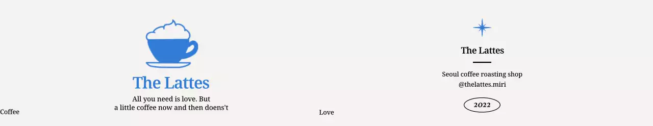 かわいいラテのイラストが描かれた落ち着いた雰囲気のカフェデザイン。