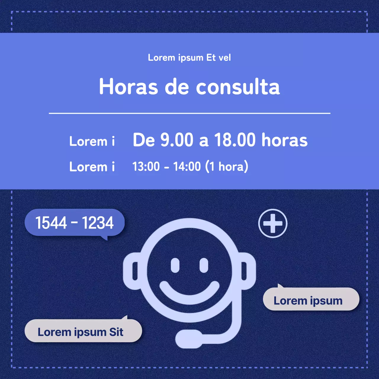 Un bonito anuncio de centro de salud en azul marino y malva