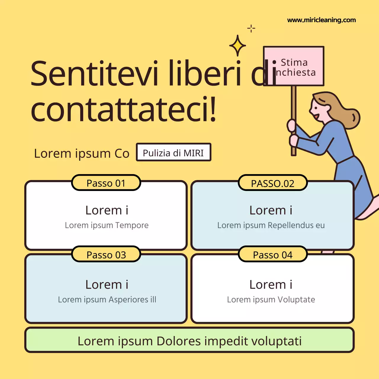 Promuovete la vostra impresa di pulizie gialla e carina