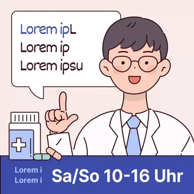 Ein einfacher blauer und hellblauer Apotheken-Wochenendzettel