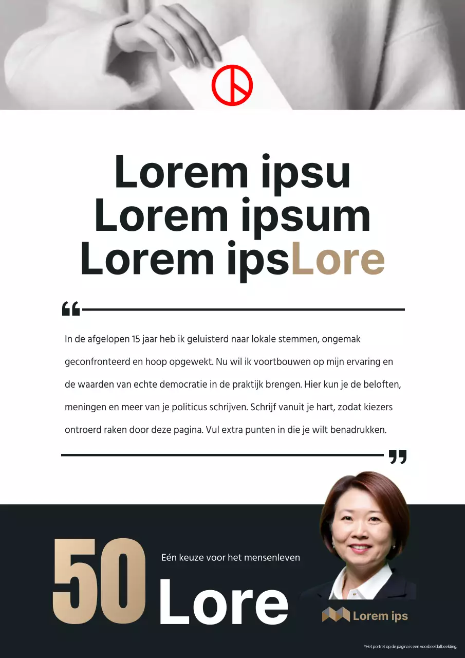 Een eenvoudige beige en zwarte verkiezingscampagne