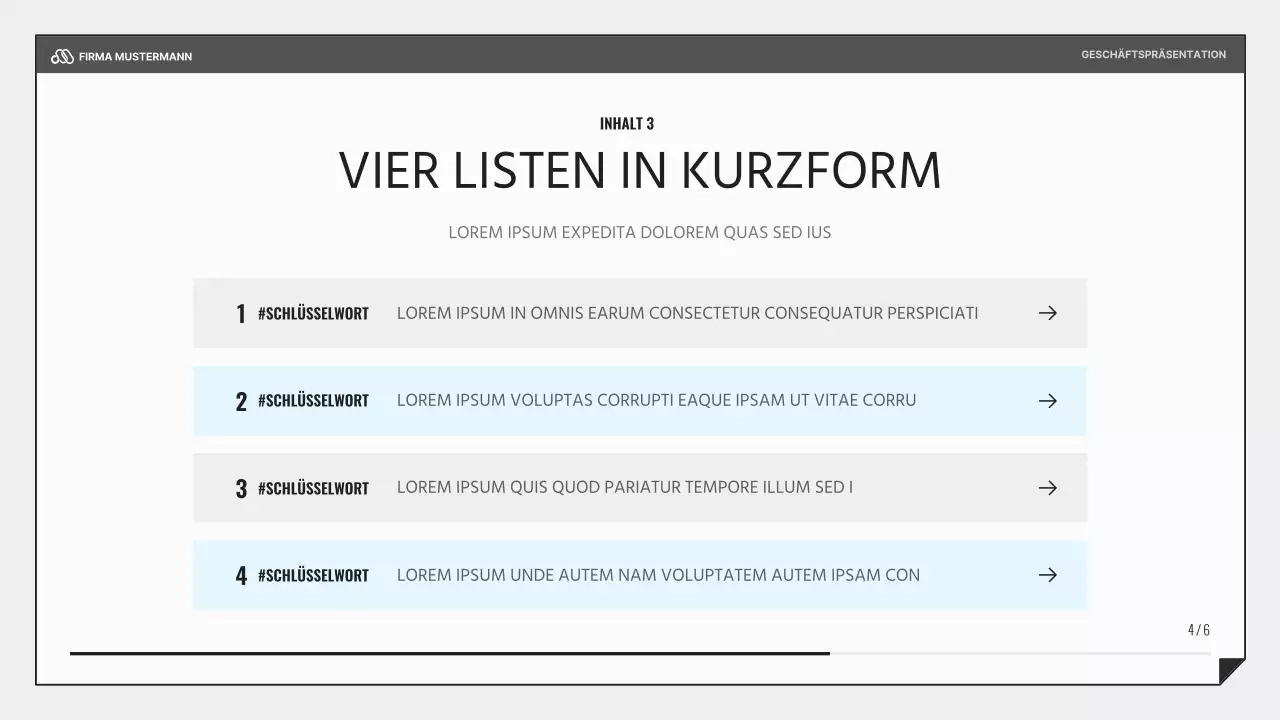 Eine einfache Geschäftspräsentation in Schwarz und Hellblau
