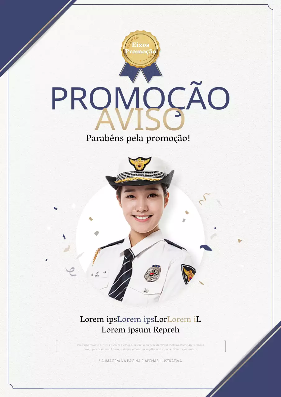 Anúncio de promoção da polícia em luxuoso azul-marinho e marfim