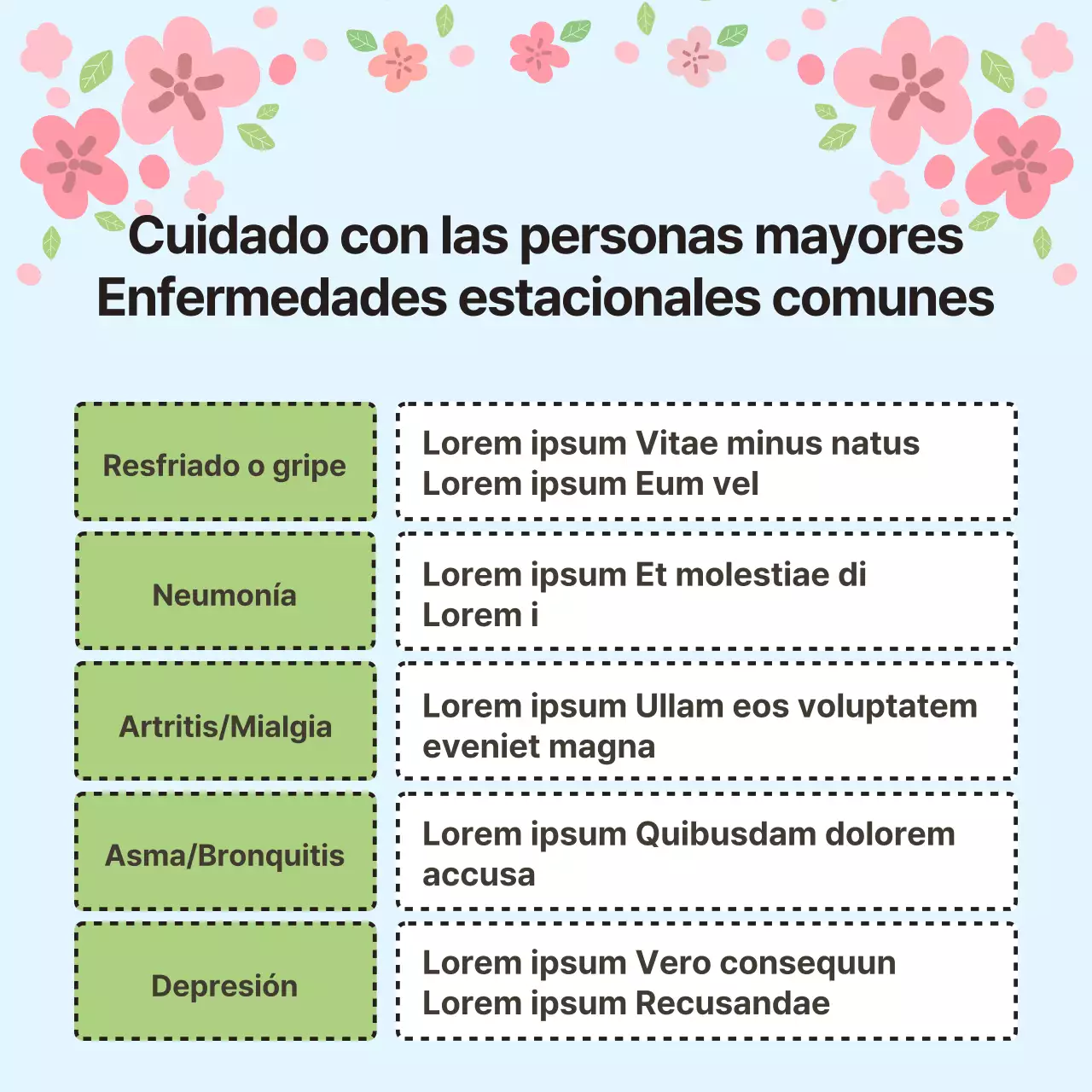 Primavera rosa y amarilla en el boletín sanitario para mayores