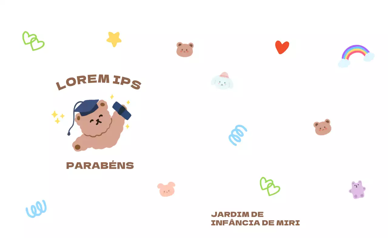 Uma formatura colorida e gira com a impressão da mão de um ursinho de peluche