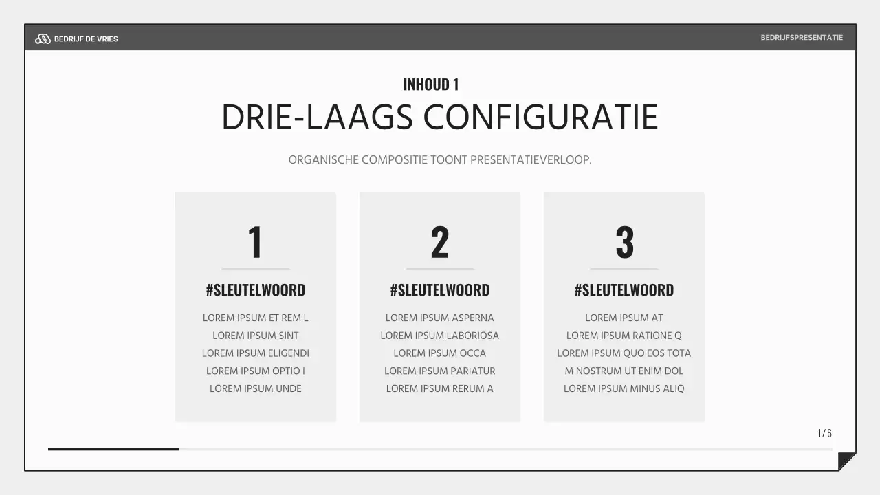 Een eenvoudige zakelijke presentatie in zwart en lichtblauw