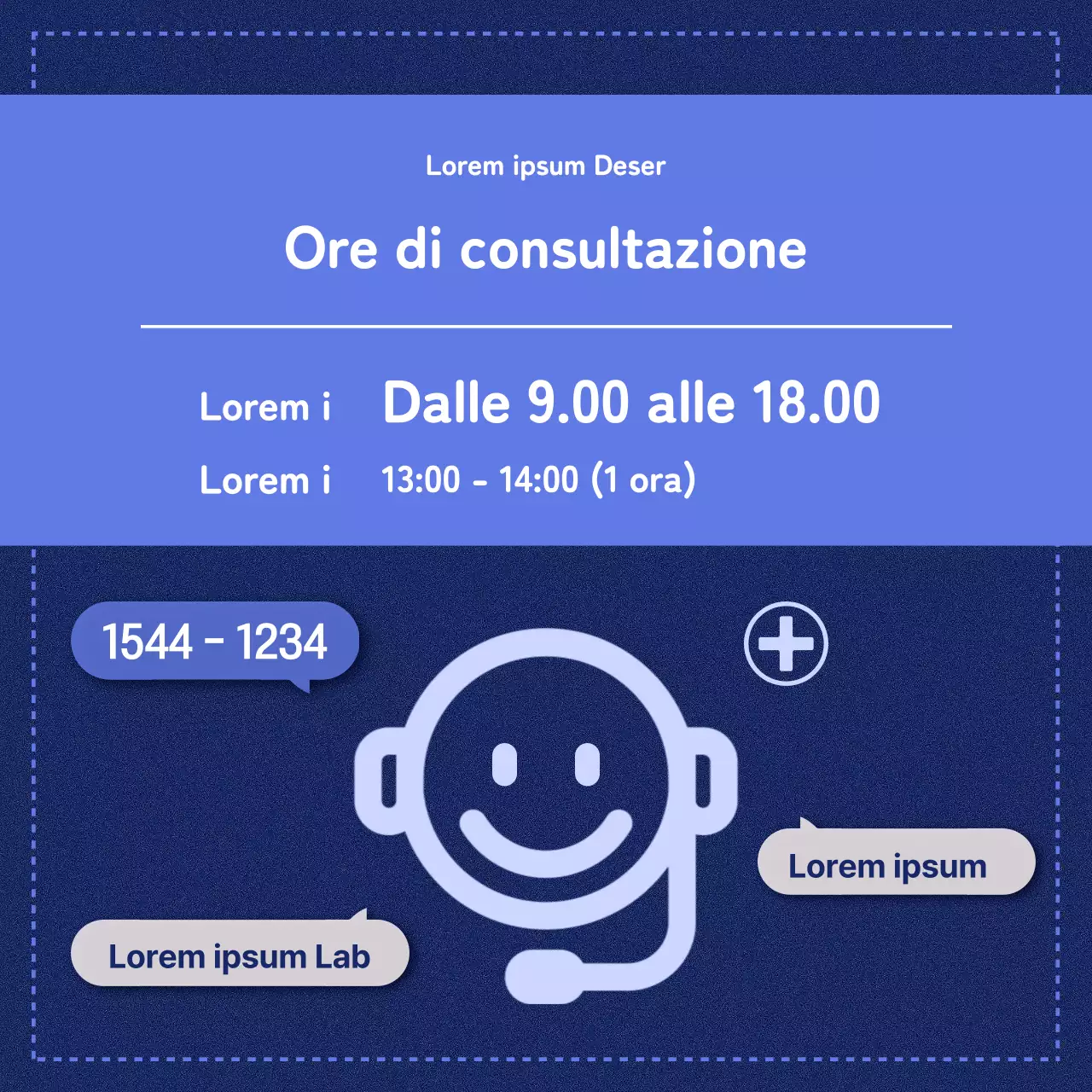 Un simpatico avviso di centro sanitario in blu navy e malva