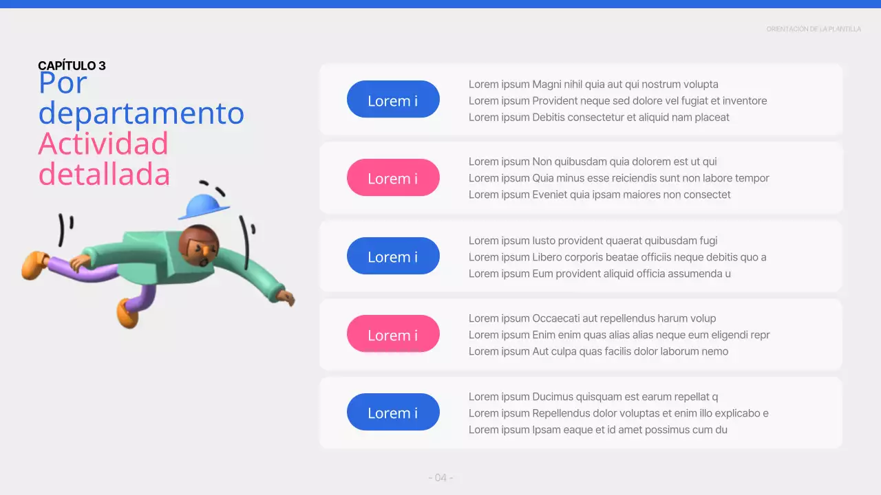 Un sencillo informe azul y rosa de orientación universitaria para nuevos estudiantes