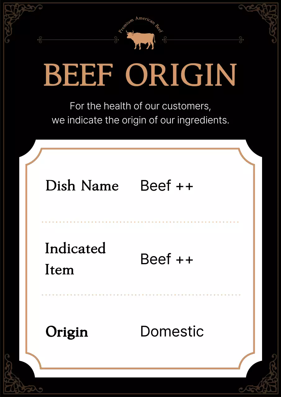Black Traditional Beef Notice Poster