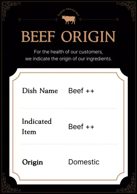 Black Traditional Beef Notice Poster