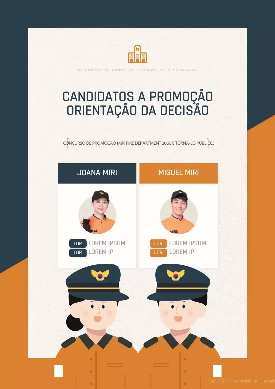 Anúncio simples de promoção de bombeiro em laranja e caqui