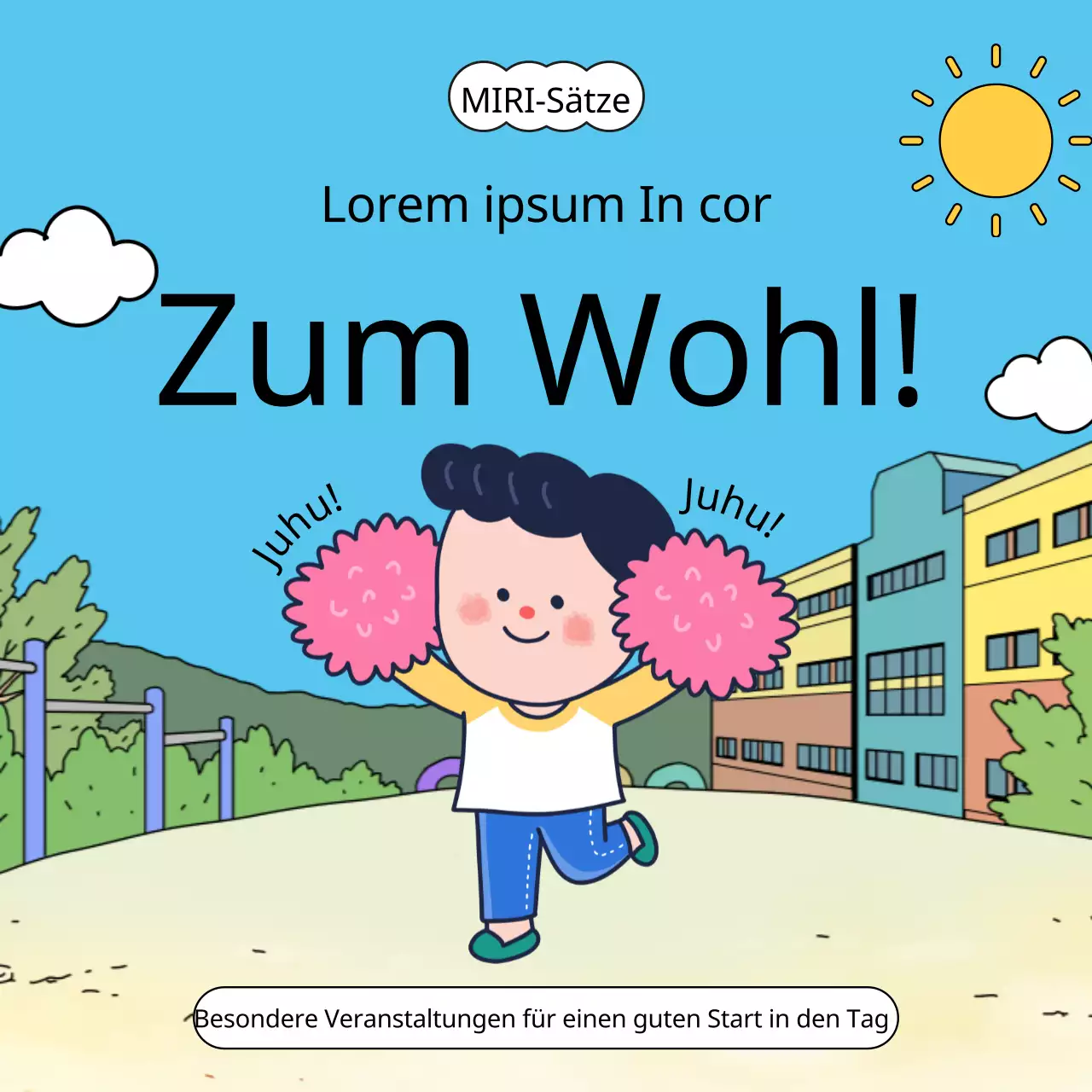 Schulanfangsstimmung in Hellblau bei der Veranstaltung