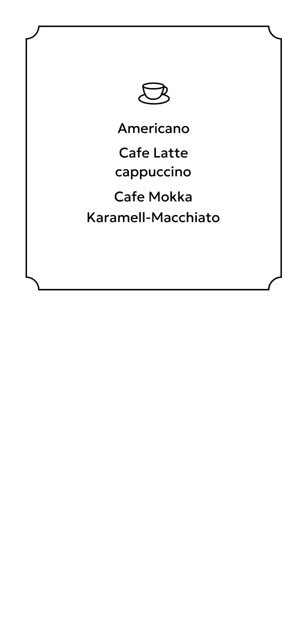 Ein einfaches Buchcafé mit schwarzem Hintergrund und weißen Rändern sowie Kaffee- und Buchillustrationen