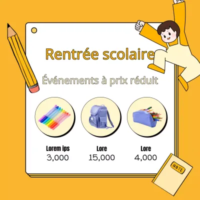Annonce simple de vente de rentrée scolaire en jaune et orange
