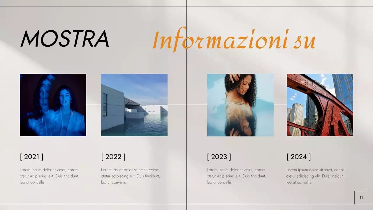 Portfolio fotografico moderno in nero e arancione