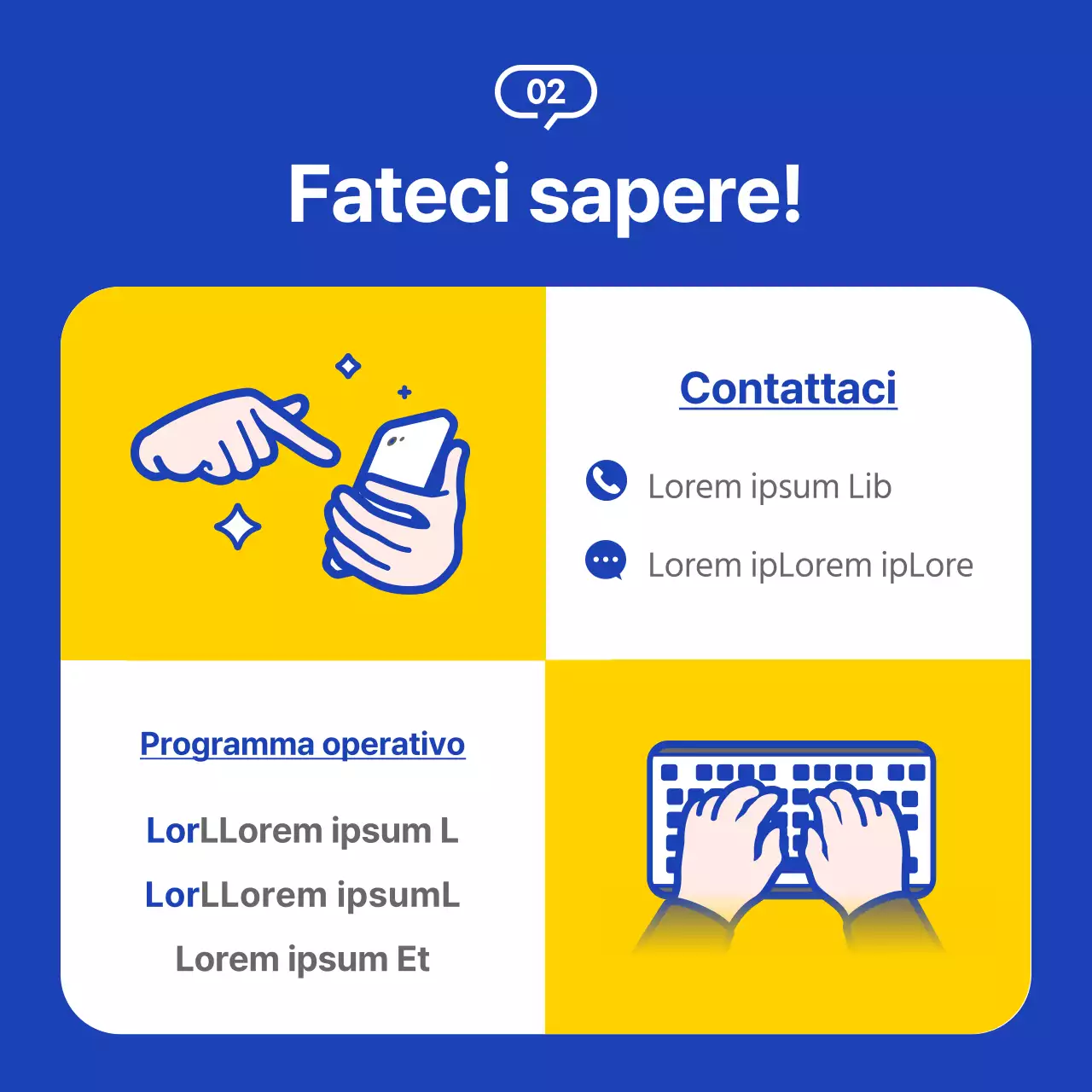 Una semplice guida gialla e blu navy all'utilizzo dell'helpdesk