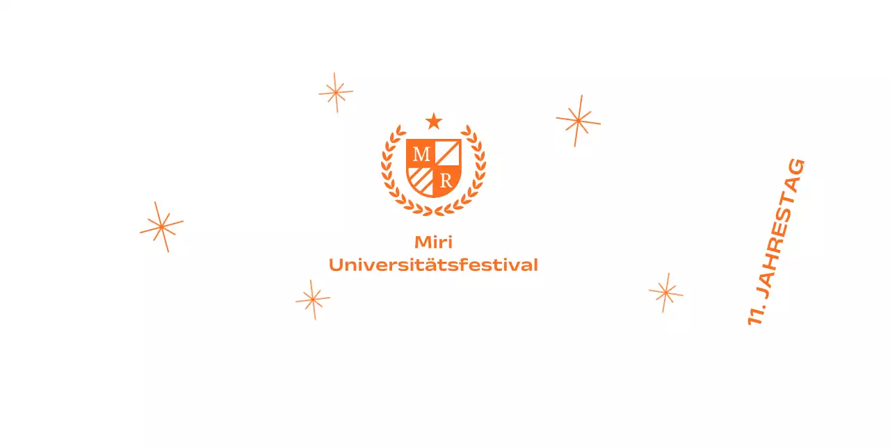 Schulfest mit Schullogo mit Lorbeer und Glitzer