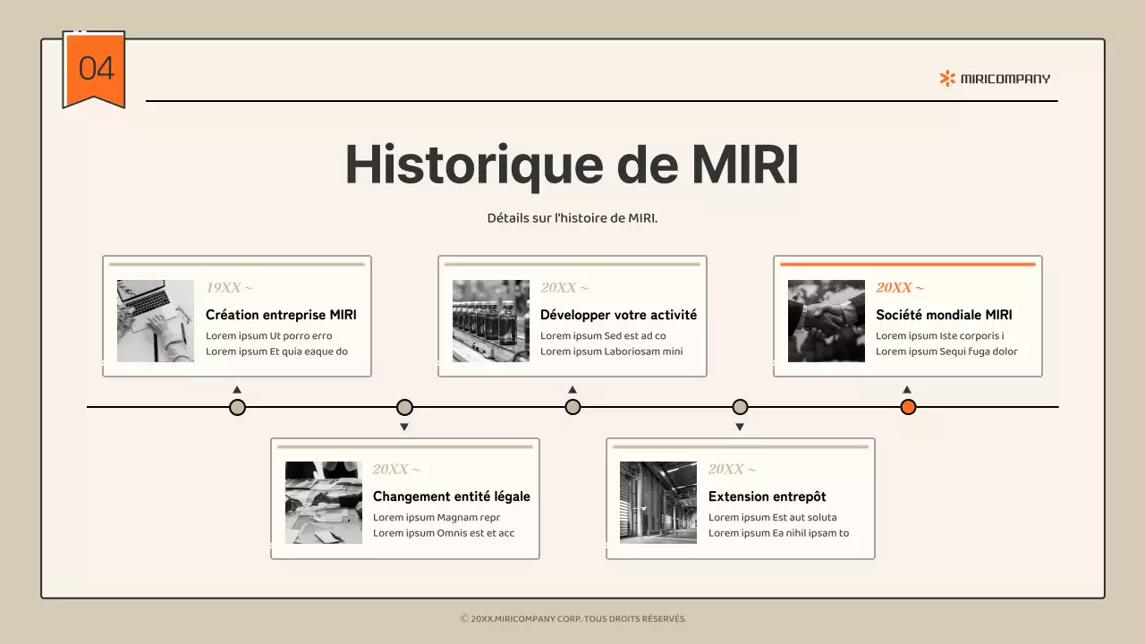 Profil d'entreprise infographique simple en beige et orange
