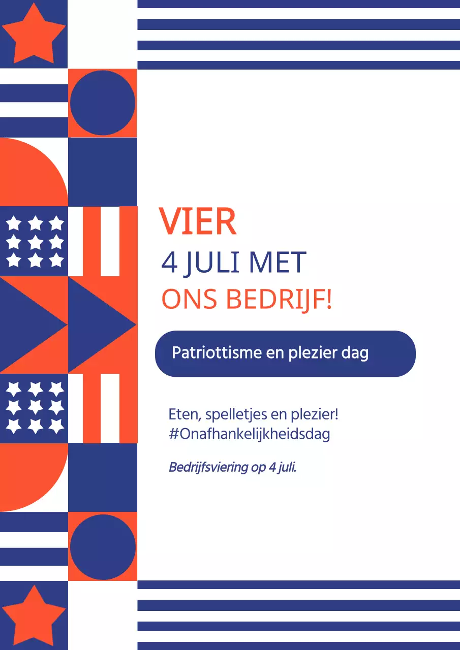 Rood en Blauw Geometrische 4 juli Formele Evenement Invitational