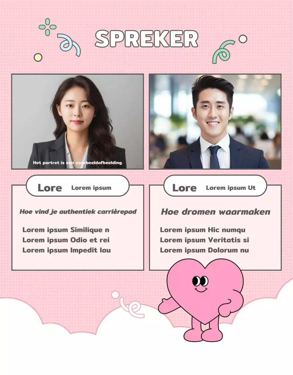 Promoot een leuke carrièrebeurs in roze en lichtblauw