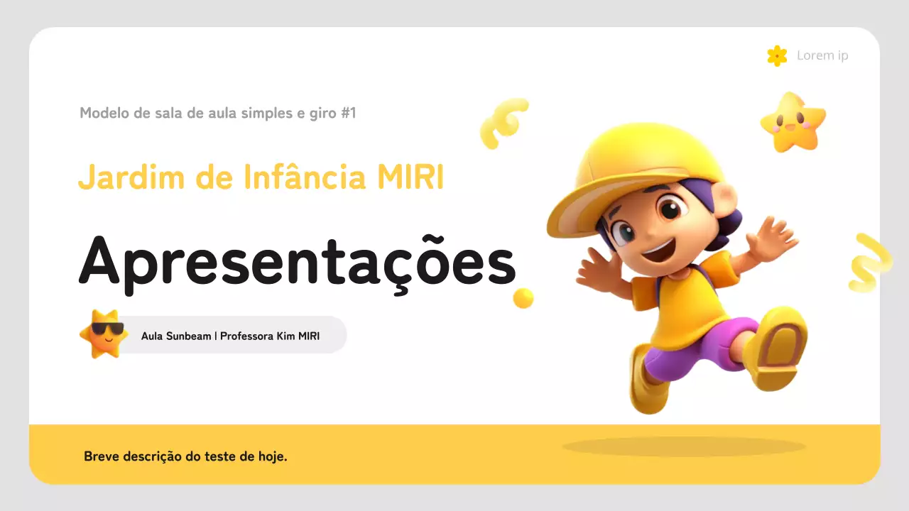 Plano de aula pré-escolar simples em amarelo e branco