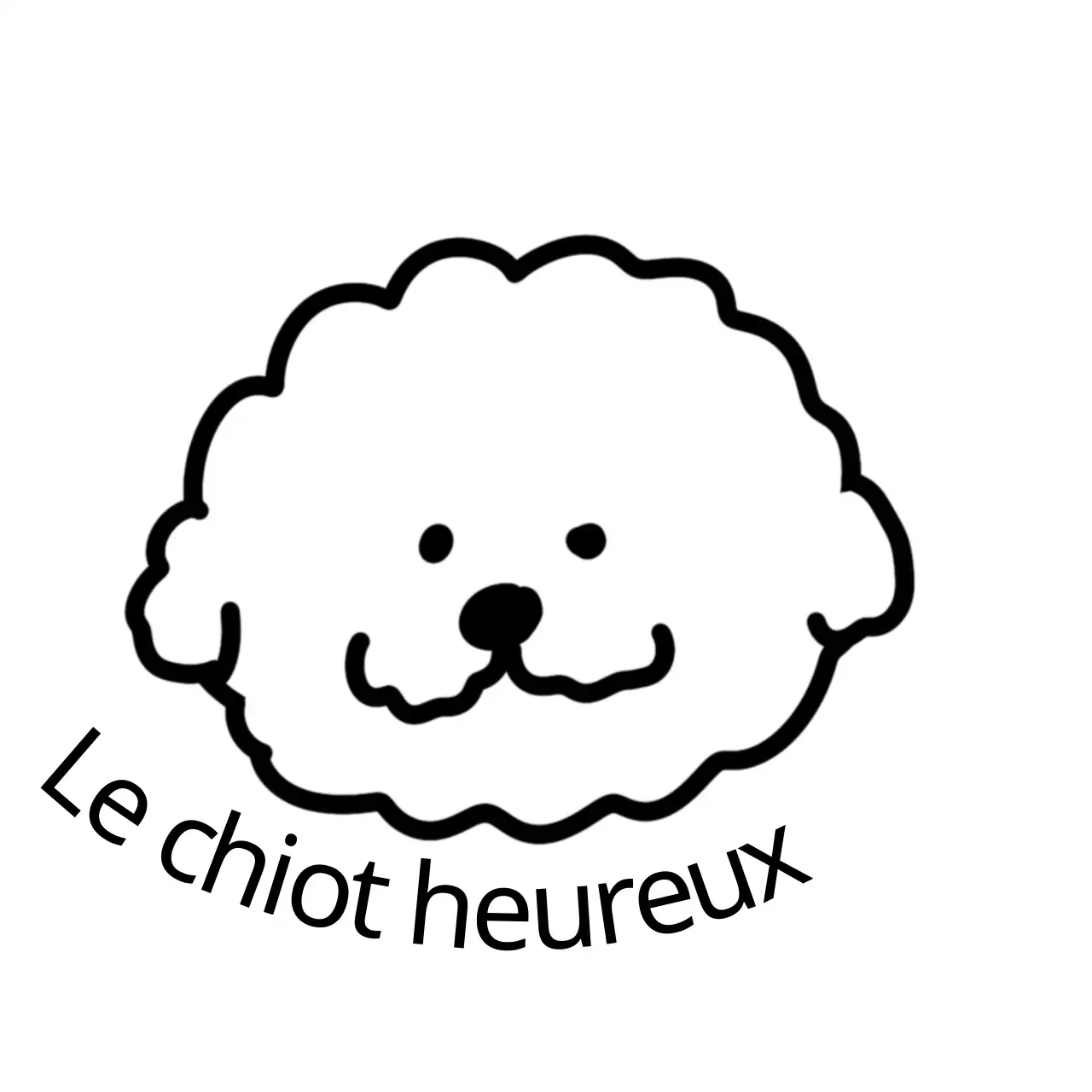 Chiot mignon, dessin conceptuel, marchandises en noir