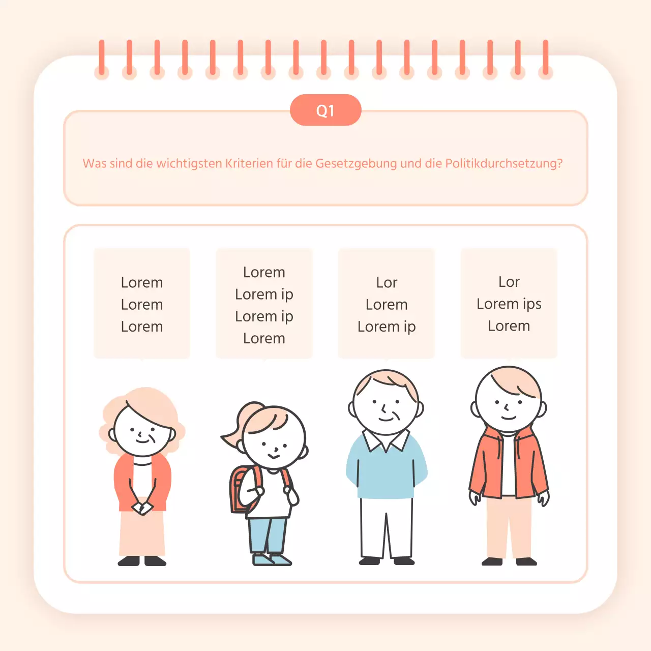 Ein schöner orangefarbener Bericht über die Bürgerpolitik