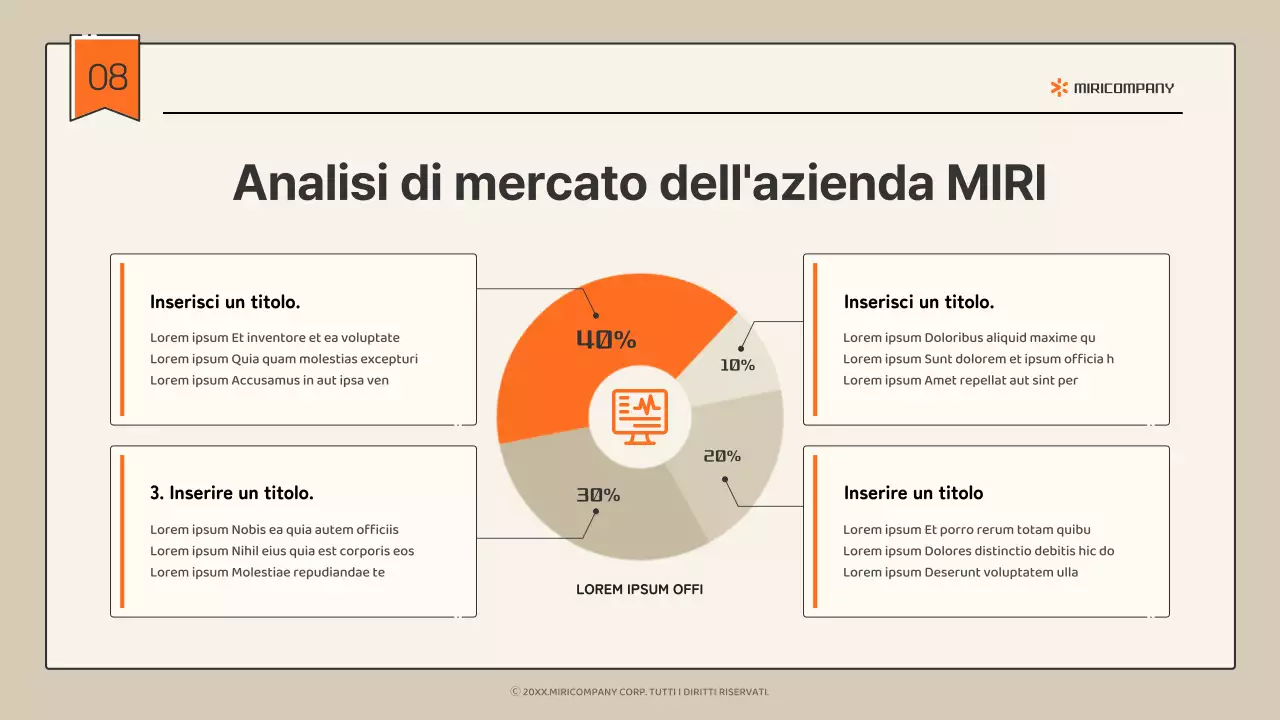 Profilo aziendale semplice e infografico in beige e arancione