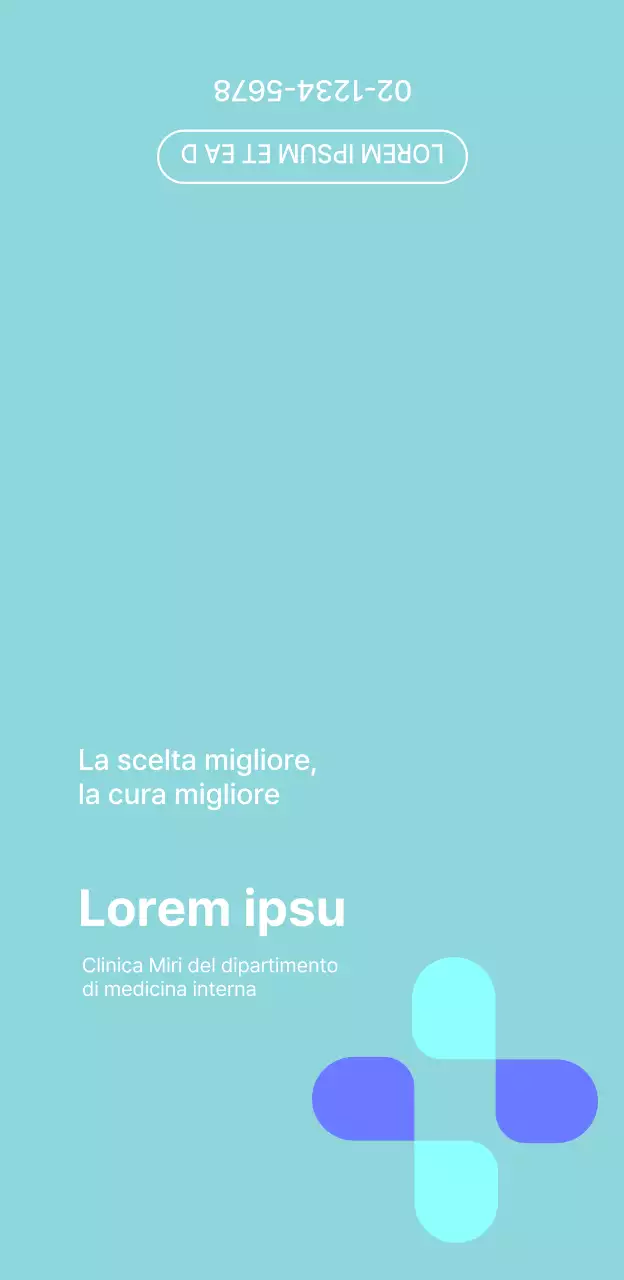 Un ospedale dall'aspetto semplice, con un logo azzurro e blu.