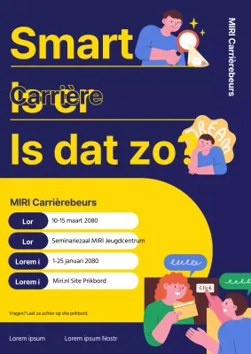 Promoot een eenvoudig seminar over loopbaanverkenning in marineblauw en geel