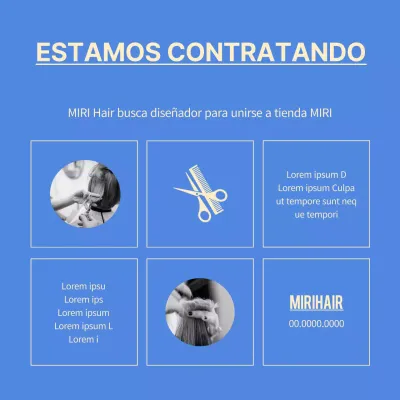 Sencilla oferta de trabajo de peluquería en azul y amarillo