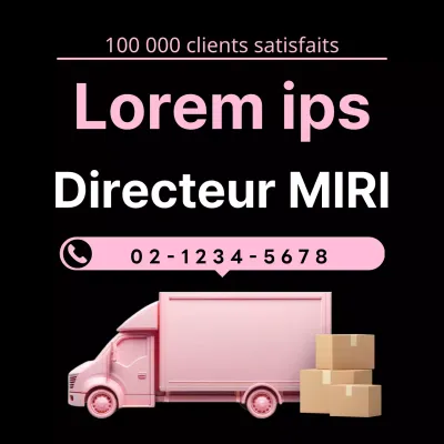 Publicité pour les déménageurs avec des accents roses