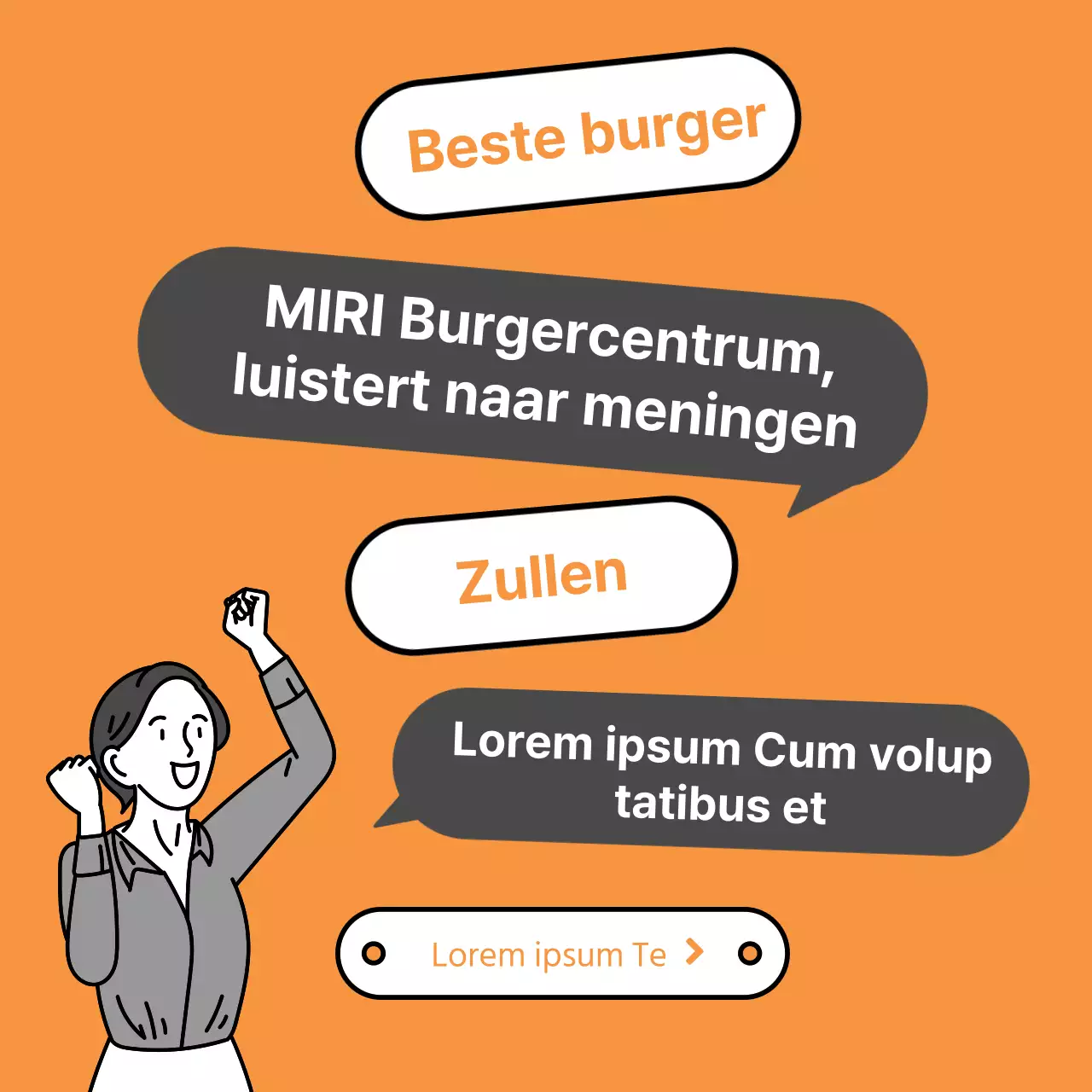 Oranje en grijze klantenserviceberichten promoten