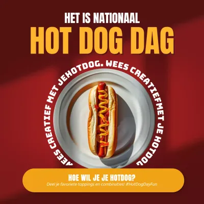 Rood en Geel Minimale Hot Dog Dag Publiciteit