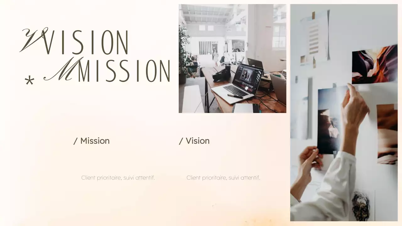 Portfolio élégant de design créatif dans les tons beige et kaki