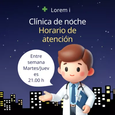 Promover operaciones sencillas de clínica nocturna en azul marino y negro