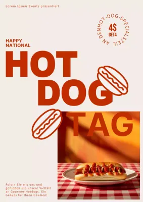Werbung für den weiß-roten Retro-Hotdog-Tag