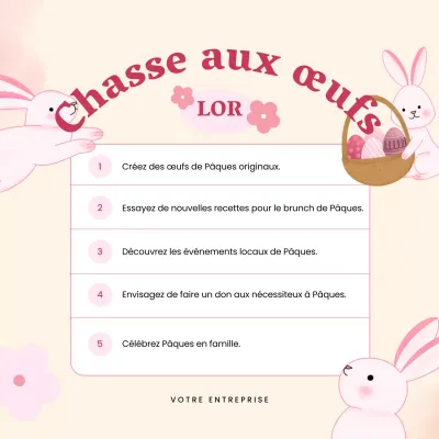 Publicité pour la chasse aux œufs de Pâques Pink White Simple