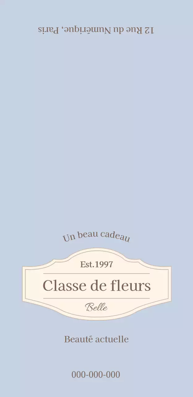 Classe de fleurs d'inspiration vintage avec bordure beige et police cursive avec empattement