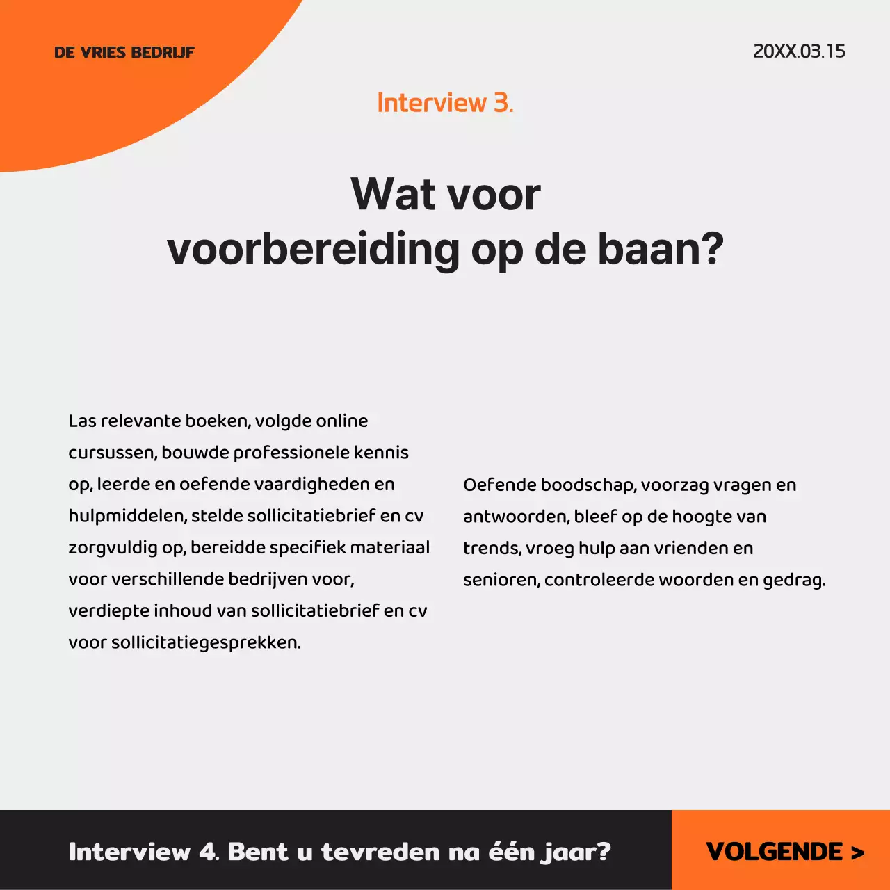 Een eenvoudige zwart en oranje sollicitatiepost voor nieuwe werknemers