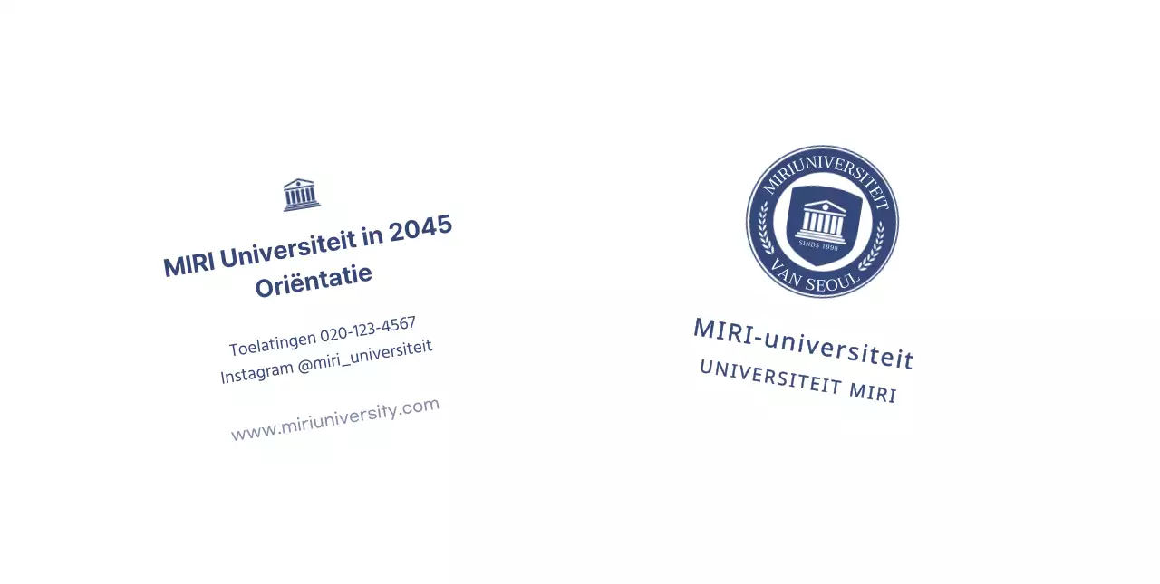 Voor een oriëntatiepromotie met een marineblauw universiteitslogo.